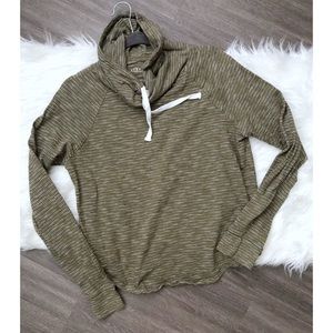 Green Sweater With Cowl HighNeck Drawstring